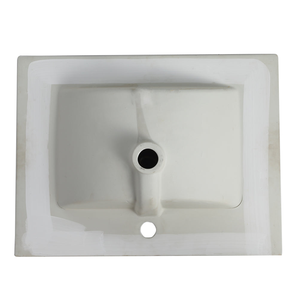 24 Inch Ceramic  Vanity Top, 24"D x 18.3"W x 6.7"H, Glossy White(Only Basin)