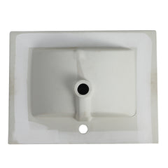 24 Inch Ceramic  Vanity Top, 24"D x 18.3"W x 6.7"H, Glossy White(Only Basin)