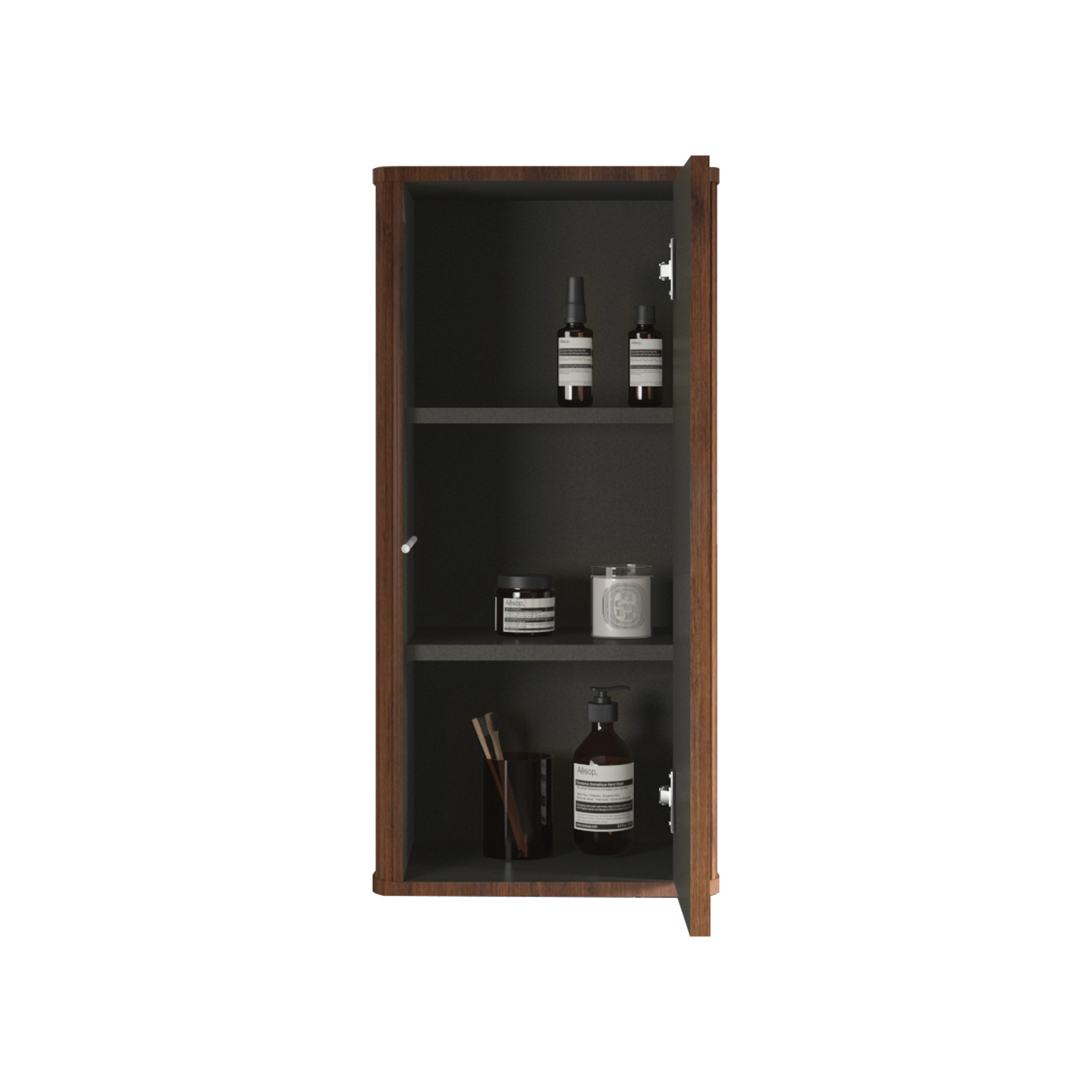 CC0414S305 Striped Walnut Bathroom Floating Side Cabinet, Wall-mounted Storage Cabinet for Small Spaces, Pre-assembled