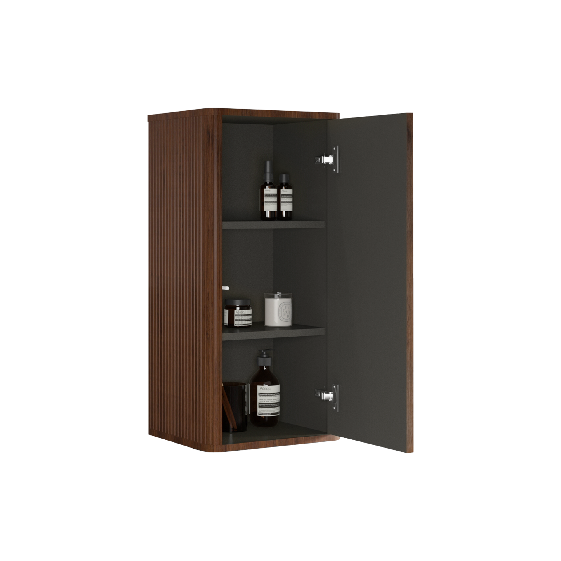 CC0414S305 Striped Walnut Bathroom Floating Side Cabinet, Wall-mounted Storage Cabinet for Small Spaces, Pre-assembled