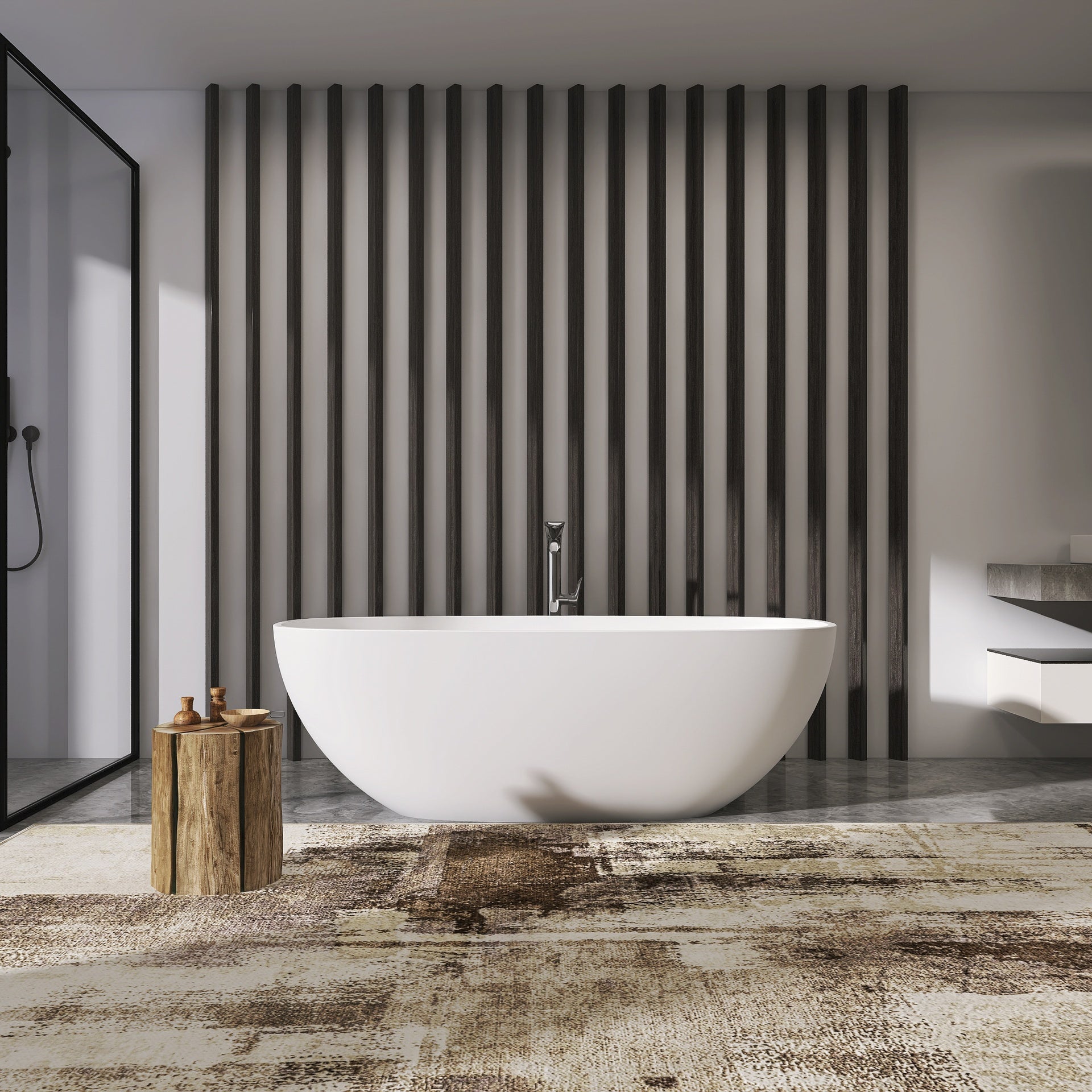 66.9 inch freestanding solid surface soaking bathtub for bathroom