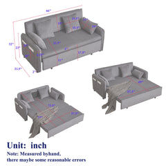 FX'' 66 Inch Sleeper Sofa Bed 3-in-1 Adjustable Sleeper with Pullout Bed 4 Pillows and Side Pockets Soft Corduroy Convertible Sleeper Sofa Bed for Living Room Bedroom Apartment Office