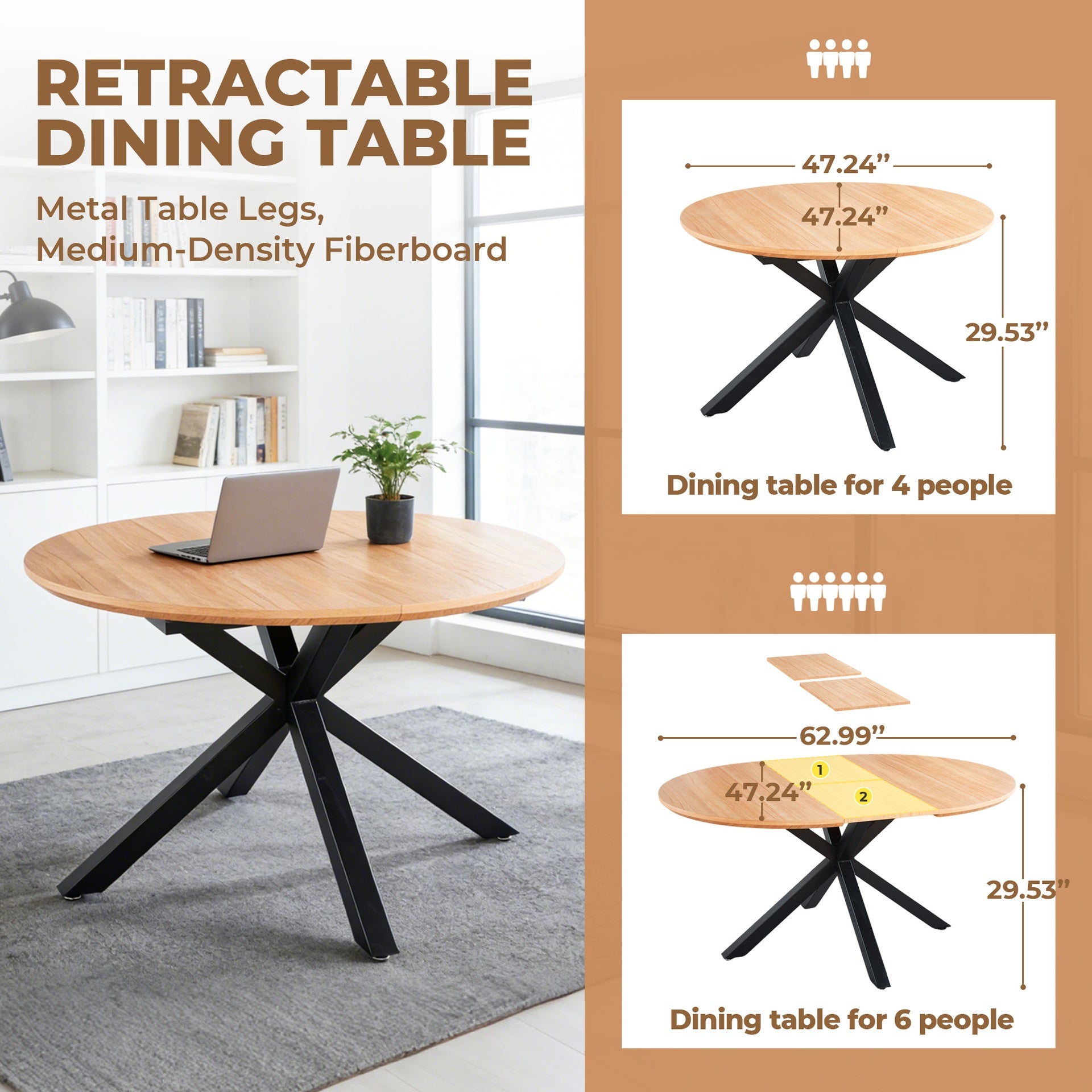 Extendable  table,DINING TABLE,OFFICE TABLE,COFFEE TABLE,metal leg,MDF top,120/160x120x75cm