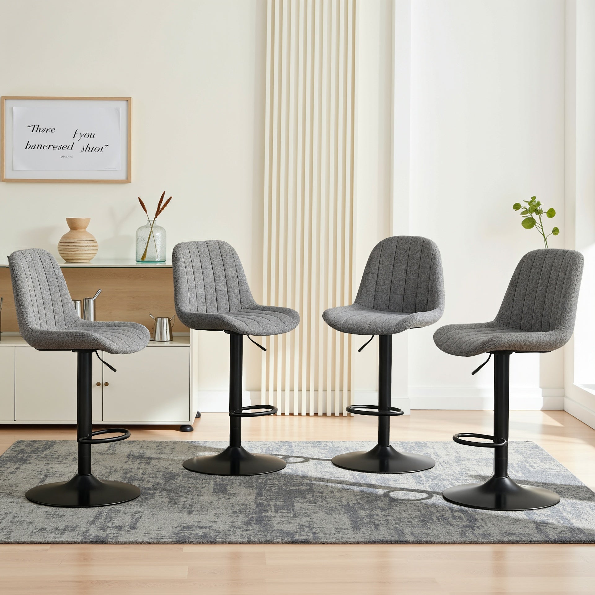Swivel Bar Stools with Adjustable Height (35.03-43.7 Inches), Backrest, and Soft Knit Fabric - Ideal for Kitchen Island, Bar Counter, Dining Room, Grey(Set of 2)