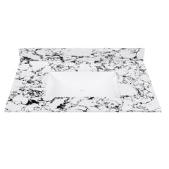 37"x22" Bathroom Vanity Top, with Undermount Ceramic Sink and Backsplash, artificial marble Bathroom Vanity Top with 3 Faucet Holes, New Carrara white and black( only Bathroom Vanity Top )