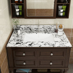 37"x22" Bathroom Vanity Top, with Undermount Ceramic Sink and Backsplash, artificial marble Bathroom Vanity Top with 3 Faucet Holes, New Carrara white and black( only Bathroom Vanity Top )