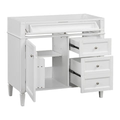 36'' Bathroom Vanity without Top Sink, Modern Bathroom Storage Cabinet with 2 Drawers and a Tip-out Drawer, Solid Wood Frame (NOT INCLUDE BASIN SINK)