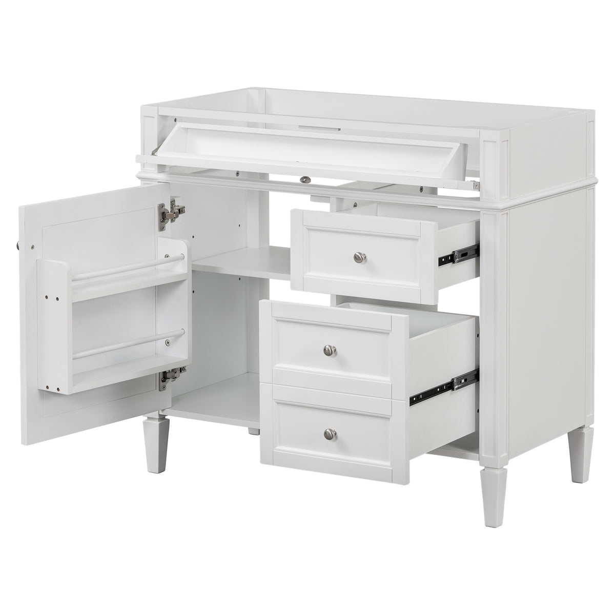36'' Bathroom Vanity without Top Sink, Modern Bathroom Storage Cabinet with 2 Drawers and a Tip-out Drawer, Solid Wood Frame (NOT INCLUDE BASIN SINK)