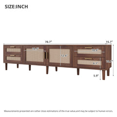 78 Inch TV Stand for TVs up to 85 inch, Media Console with 4 Drawers, Solid Wood Legs, Soft Closing Hinges, for Living Room, Modern Entertainment Center