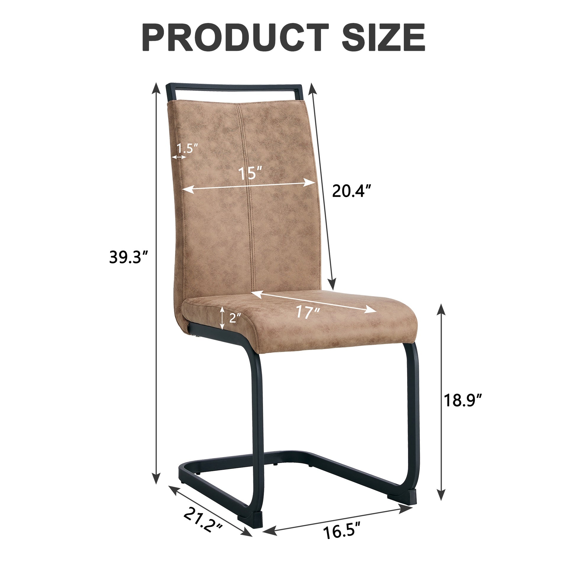Dining Chairs,tech cloth High Back Upholstered Side Chair with C-shaped Tube Black Metal Legs for Dining Room Kitchen Vanity Patio Club Guest Office chair (Set of 2) Brown1162
