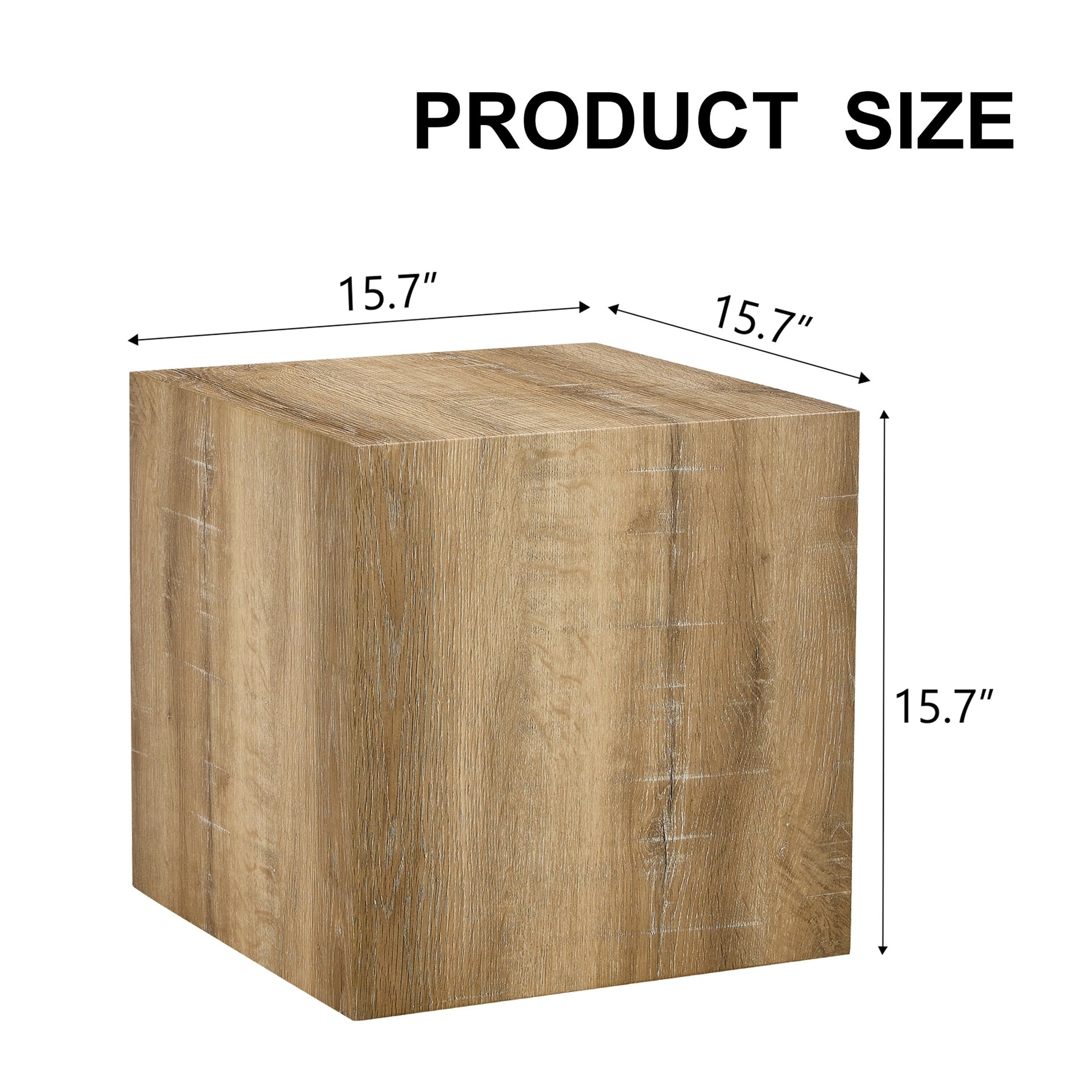 Elevate your living space with this square modern MDF coffee table that showcases smooth, light wood color texture patterns. It is characterized by stylish design.15.7*15.7*15.7