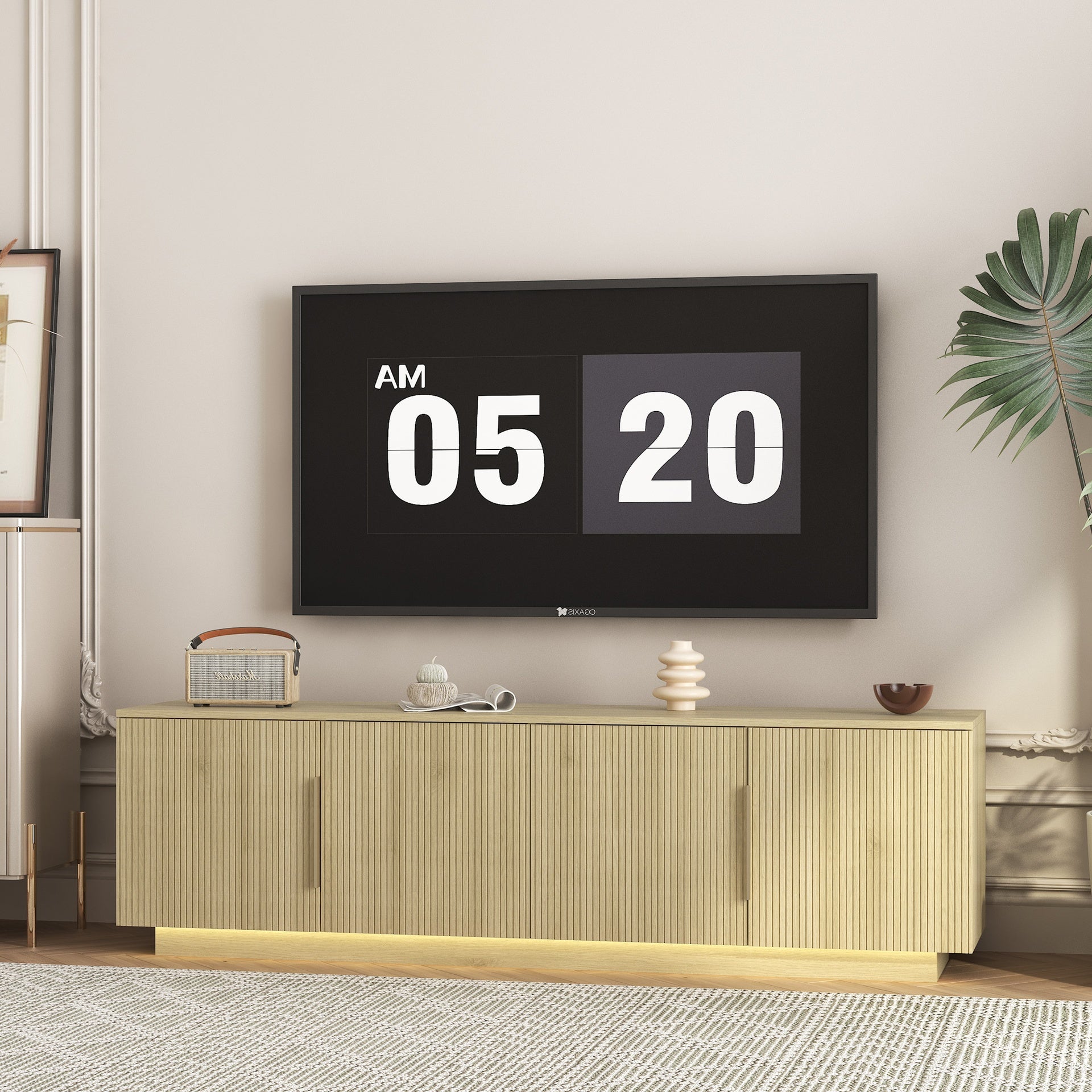 TV Stand  with 16 Color LEDs,68" Modern TV Stand,  TV Cabinet Entertainment Center for 55 60 65 Inch TV