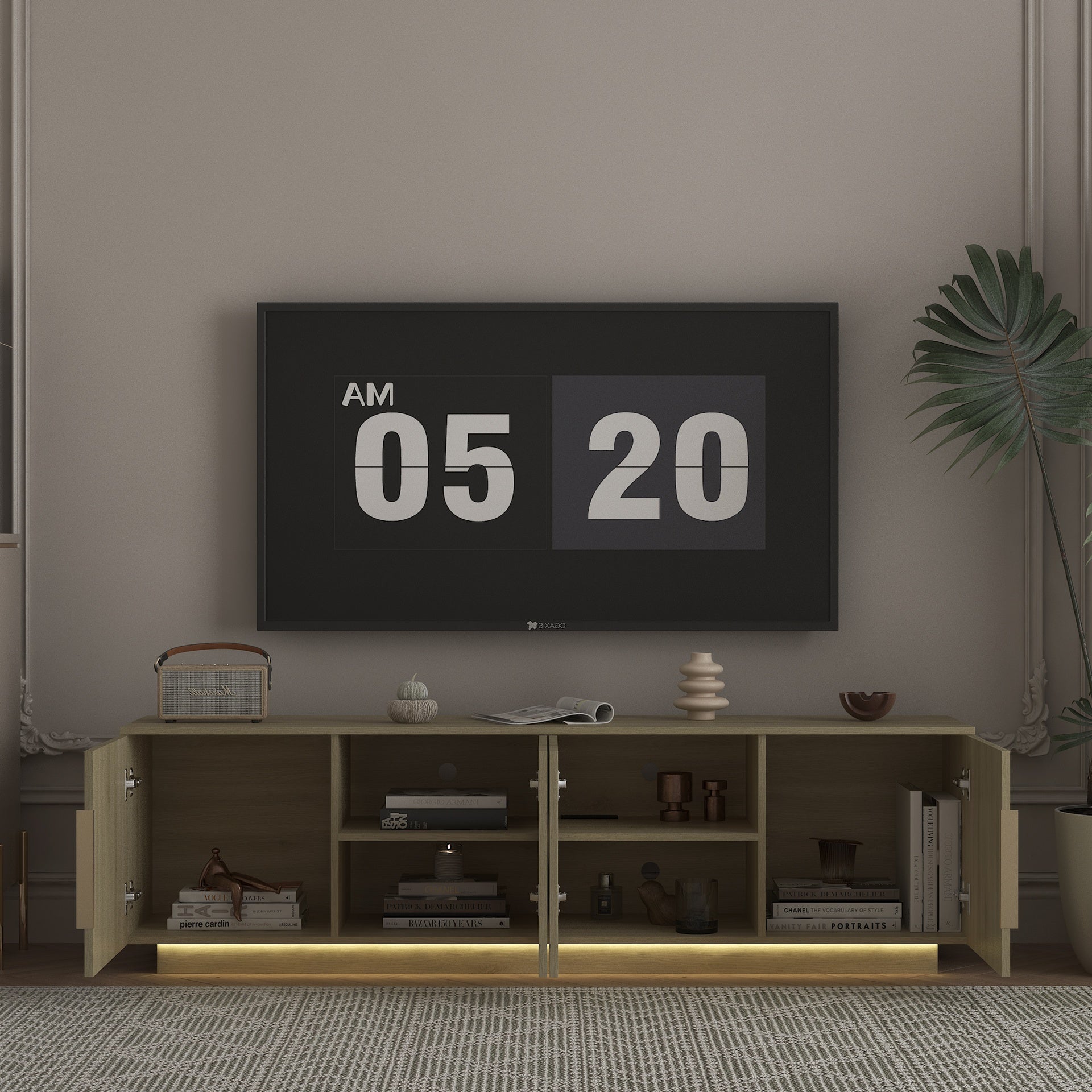TV Stand  with 16 Color LEDs,68" Modern TV Stand,  TV Cabinet Entertainment Center for 55 60 65 Inch TV