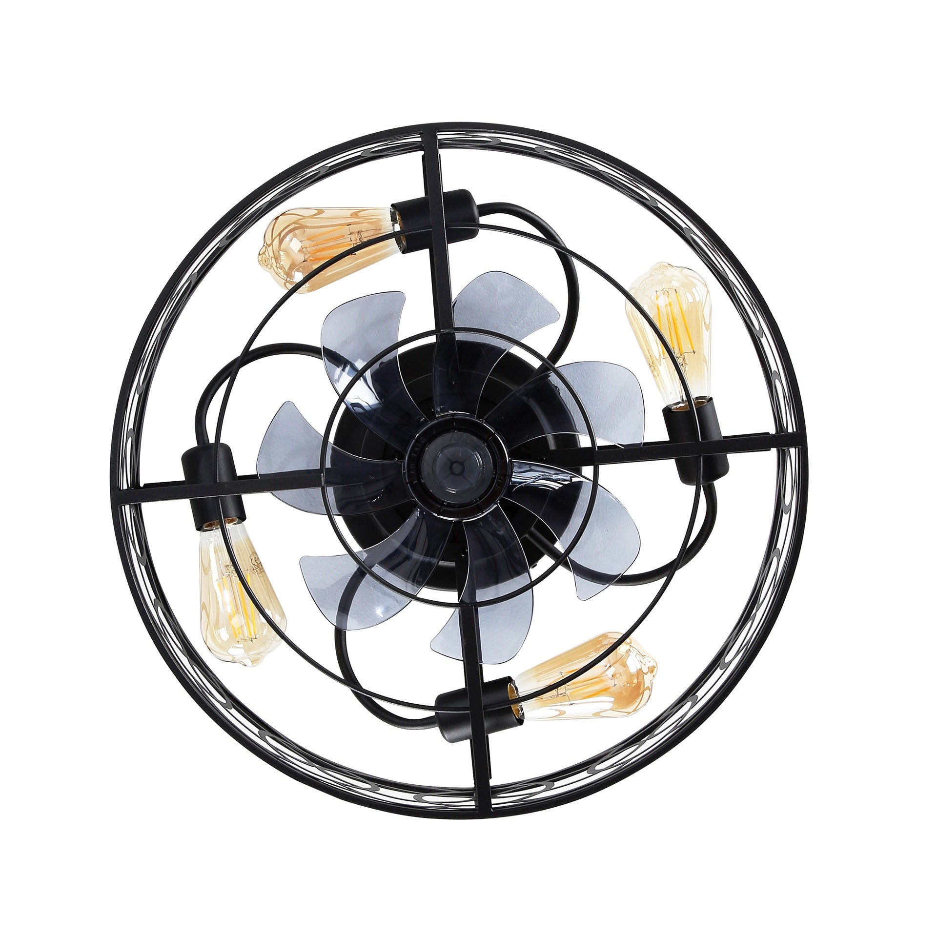 20" Caged Ceiling Fans with Lights and Remote, Bladeless Ceiling Fan 6 Speed Reversible with  Remote Control,Flush Mount Caged Ceiling Fan for Bedroom, Living Room--NOT Included Bulbs