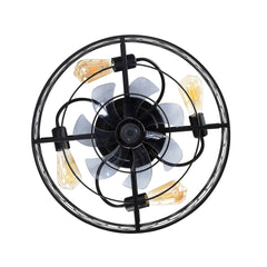 20" Caged Ceiling Fans with Lights and Remote, Bladeless Ceiling Fan 6 Speed Reversible with  Remote Control,Flush Mount Caged Ceiling Fan for Bedroom, Living Room--NOT Included Bulbs