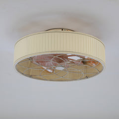 20" Fabric Farmhouse Bladeless Ceiling fan With Remote Control  For Living room, Bedroom,Kitchen--NOT INCLUDED BULBS--Matte White