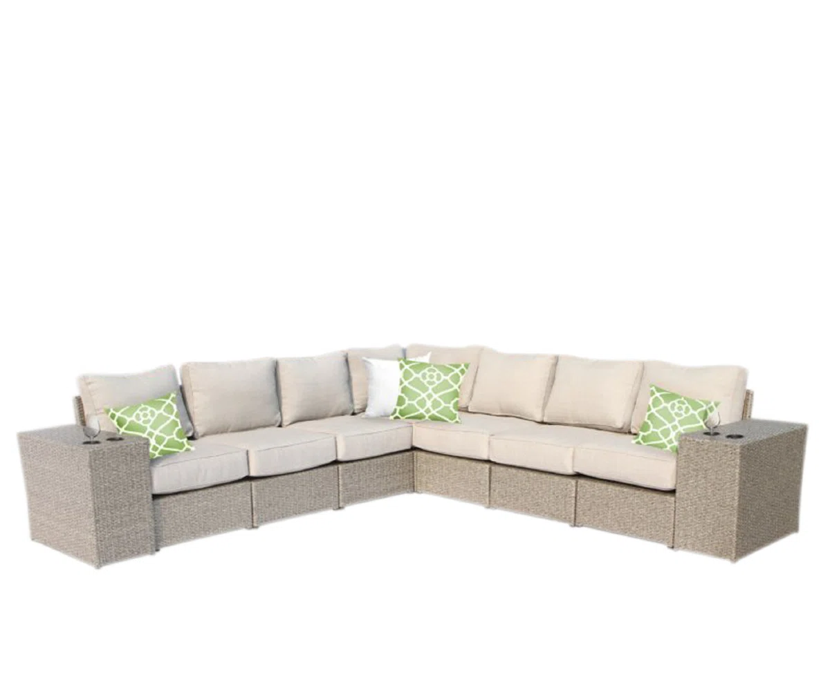 Outdoor Wicker 6-Person Sofa Set with Cushions, Fully Assembled