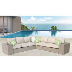 Outdoor Wicker 6-Person Sofa Set with Cushions, Fully Assembled