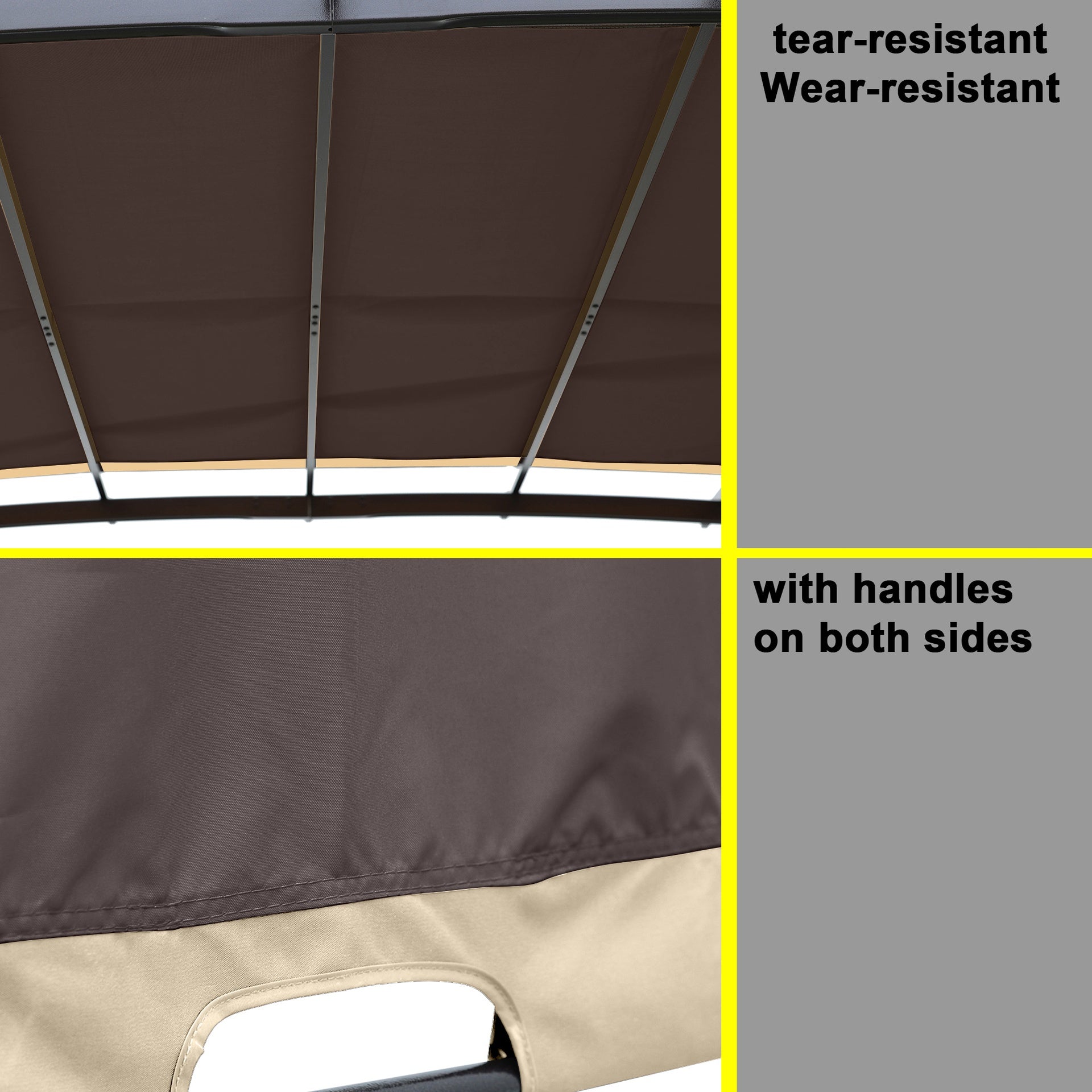 Universal Canopy Cover Replacement for 12x9 Ft Curved Outdoor Pergola Structure-Brown