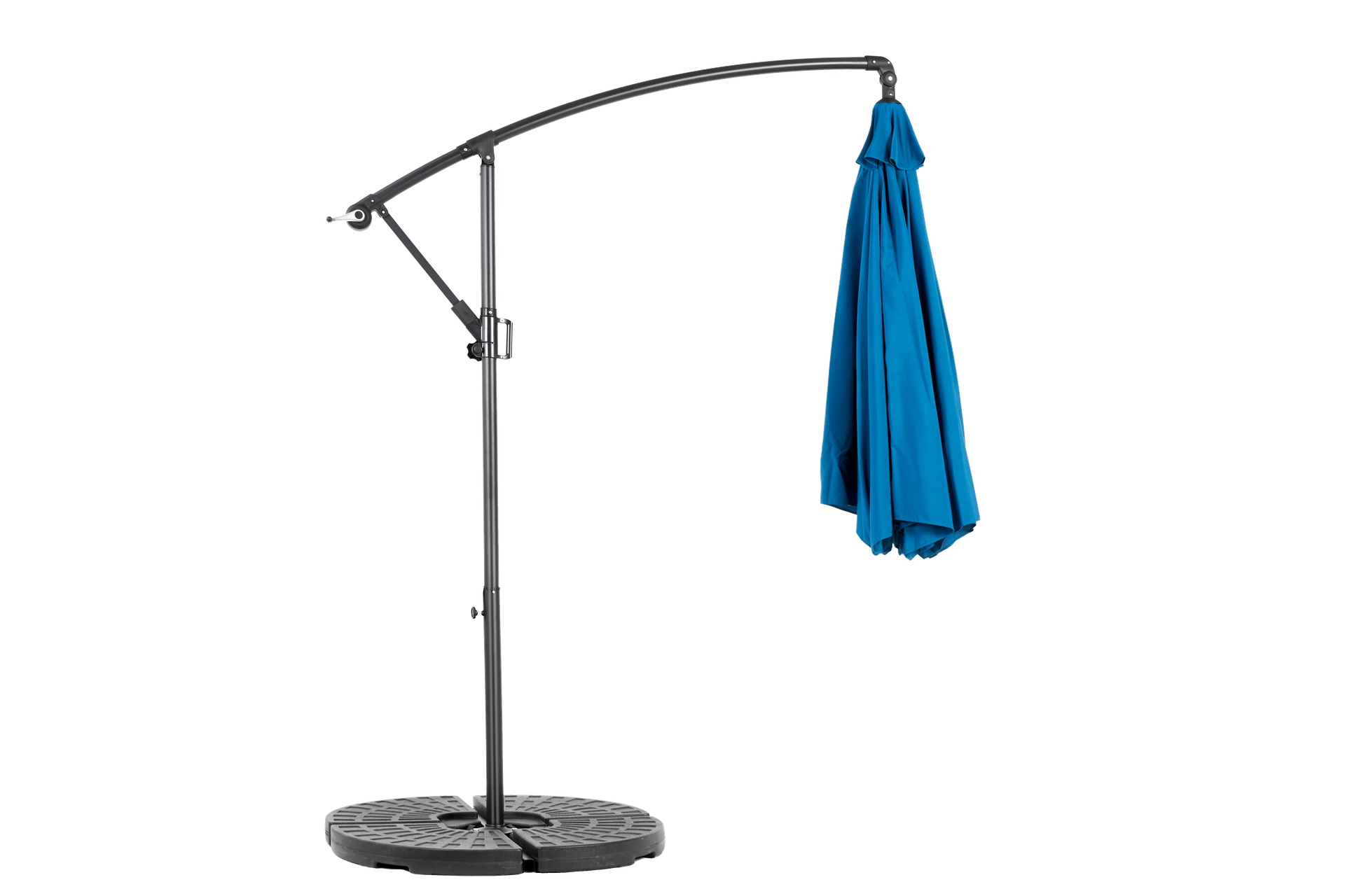 Best Choice Products 10ft Offset Hanging Market Patio Umbrella w/Easy Tilt Adjustment, Polyester Shade, 8 Ribs for Backyard, Poolside   -  ( Dark blue ) (No Base)
