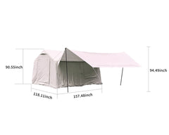 9.8 x13ft with canopy, Inflatable Camping Tents with Hand Pump, Air Glamping Tents,  Easy Setup Waterproof and Windproof Blow up Tent  Beige