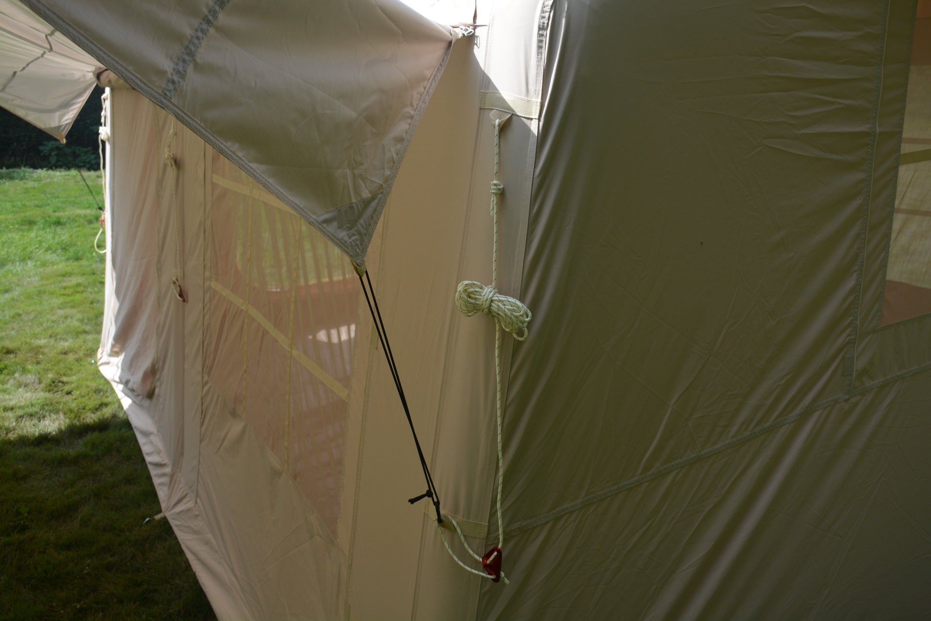 9.8 x13ft with canopy, Inflatable Camping Tents with Hand Pump, Air Glamping Tents,  Easy Setup Waterproof and Windproof Blow up Tent  Beige