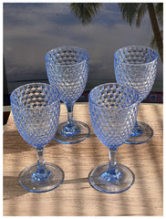 Diamond Cut Plastic Wine Glasses Set of 4 (12oz), BPA Free Acrylic Wine Glass Set, Unbreakable Red Wine Glasses, White Wine Glasses