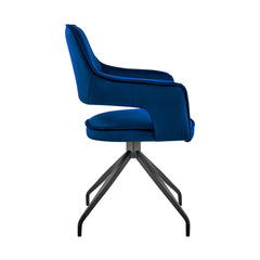 Devora Dining Room Accent Chair in Blue Velvet with Black Finish