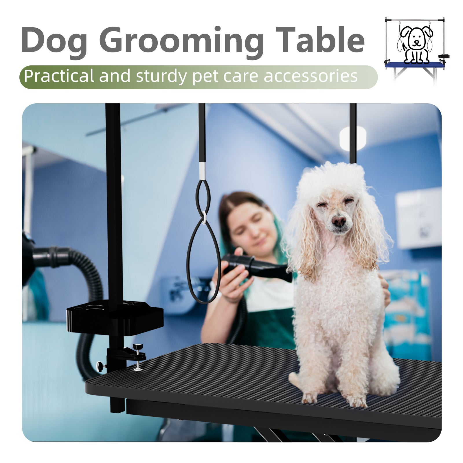 47'' Black Large Dog Grooming Table X-Lift Foldable Grooming Table for Dogs at Home Adjustable Height Arms Pet Station with Nooses, Tool Organizer