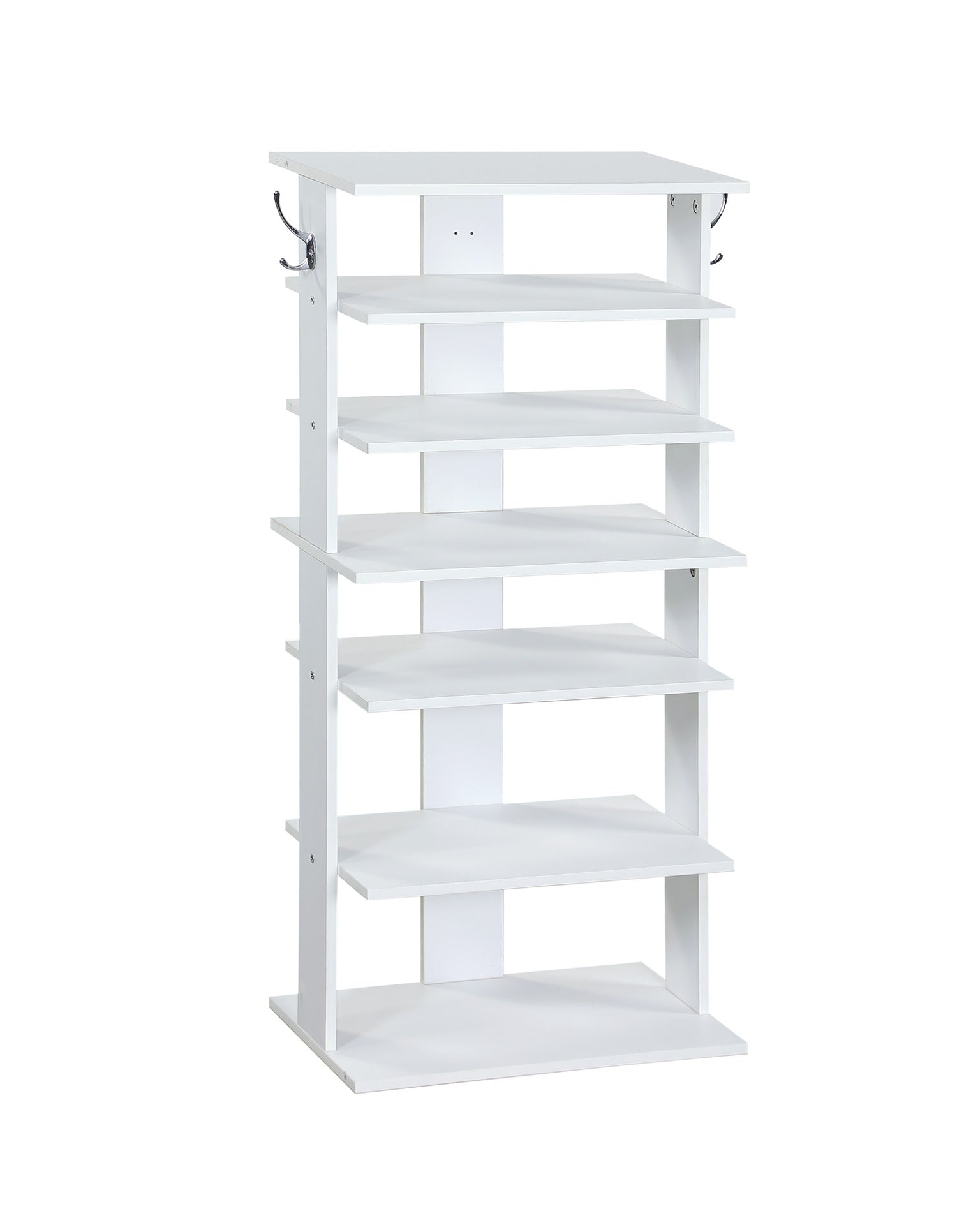 Vertical Shoe Rack,7 Tier Shoe Storage Organizer with Hooks, Entryway Shoe Tower,Vertical Shoe Organizer,Vertical Shoe Organizer,White