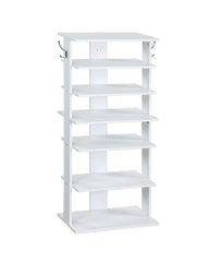 Vertical Shoe Rack,7 Tier Shoe Storage Organizer with Hooks, Entryway Shoe Tower,Vertical Shoe Organizer,Vertical Shoe Organizer,White
