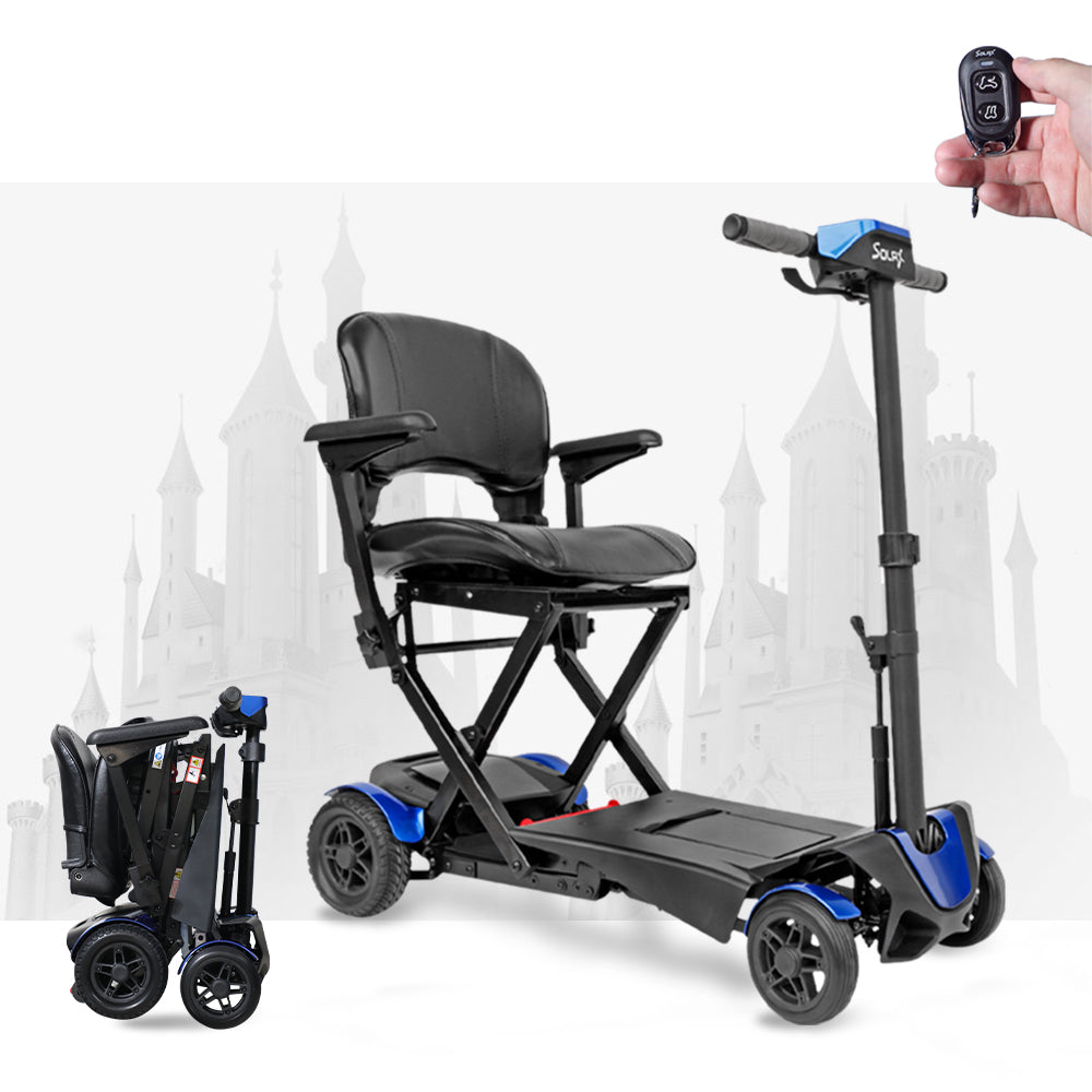 SOLAX Remote Control Foldable Electric Mobility Scooter with Suspension for Senior, Lightweight 4 Wheels Electric Powered Scooter for Travel Shopping
