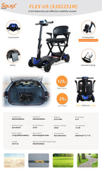 SOLAX Remote Control Foldable Electric Mobility Scooter with Suspension for Senior, Lightweight 4 Wheels Electric Powered Scooter for Travel Shopping
