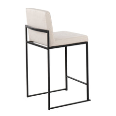 Fuji 26" Contemporary High Back Counter Stool in Black Steel and Beige Fabric by LumiSource - Set of 3