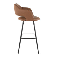 Margarite Contemporary Barstool in Black Metal and Brown Faux Leather by LumiSource - Set of 2