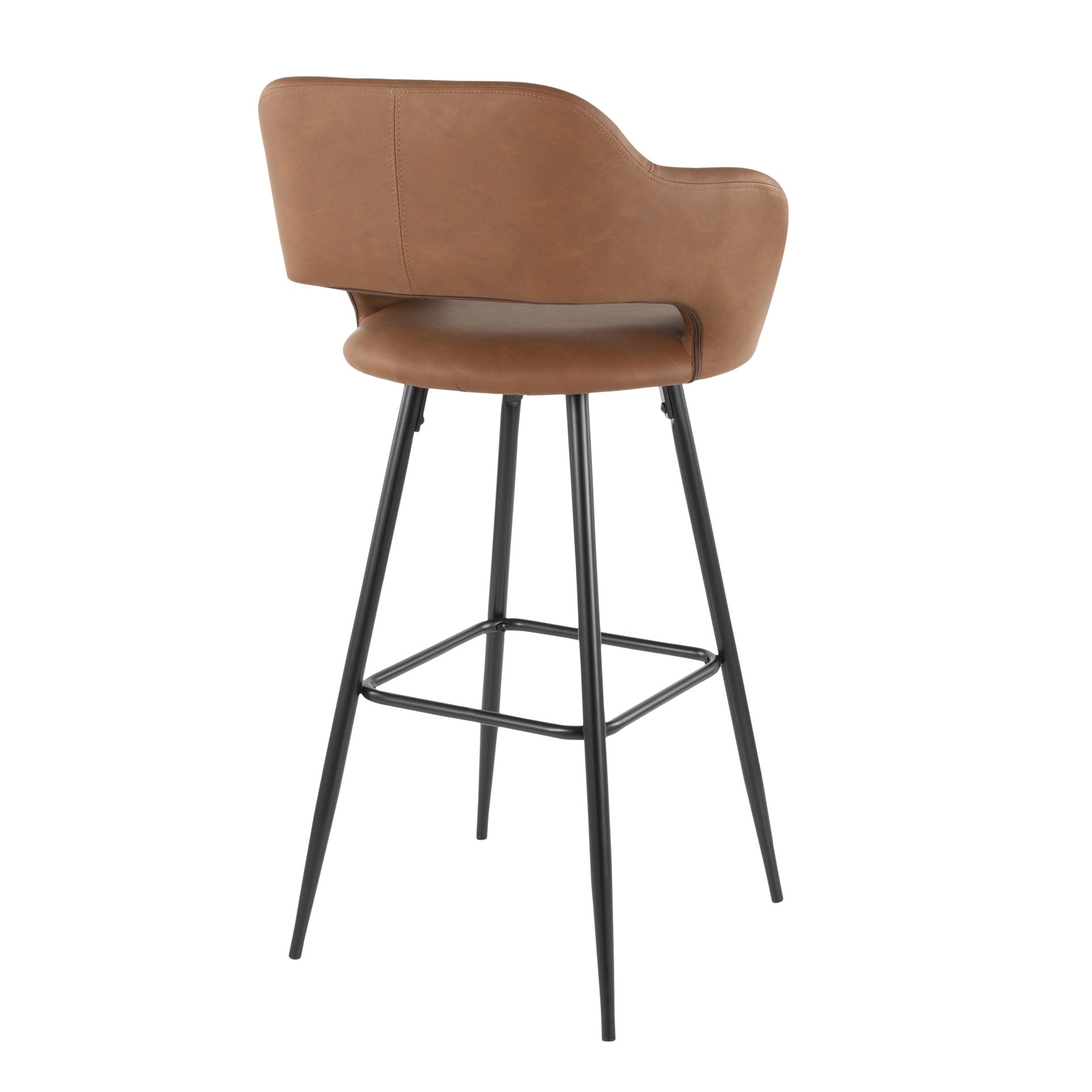 Margarite Contemporary Barstool in Black Metal and Brown Faux Leather by LumiSource - Set of 2