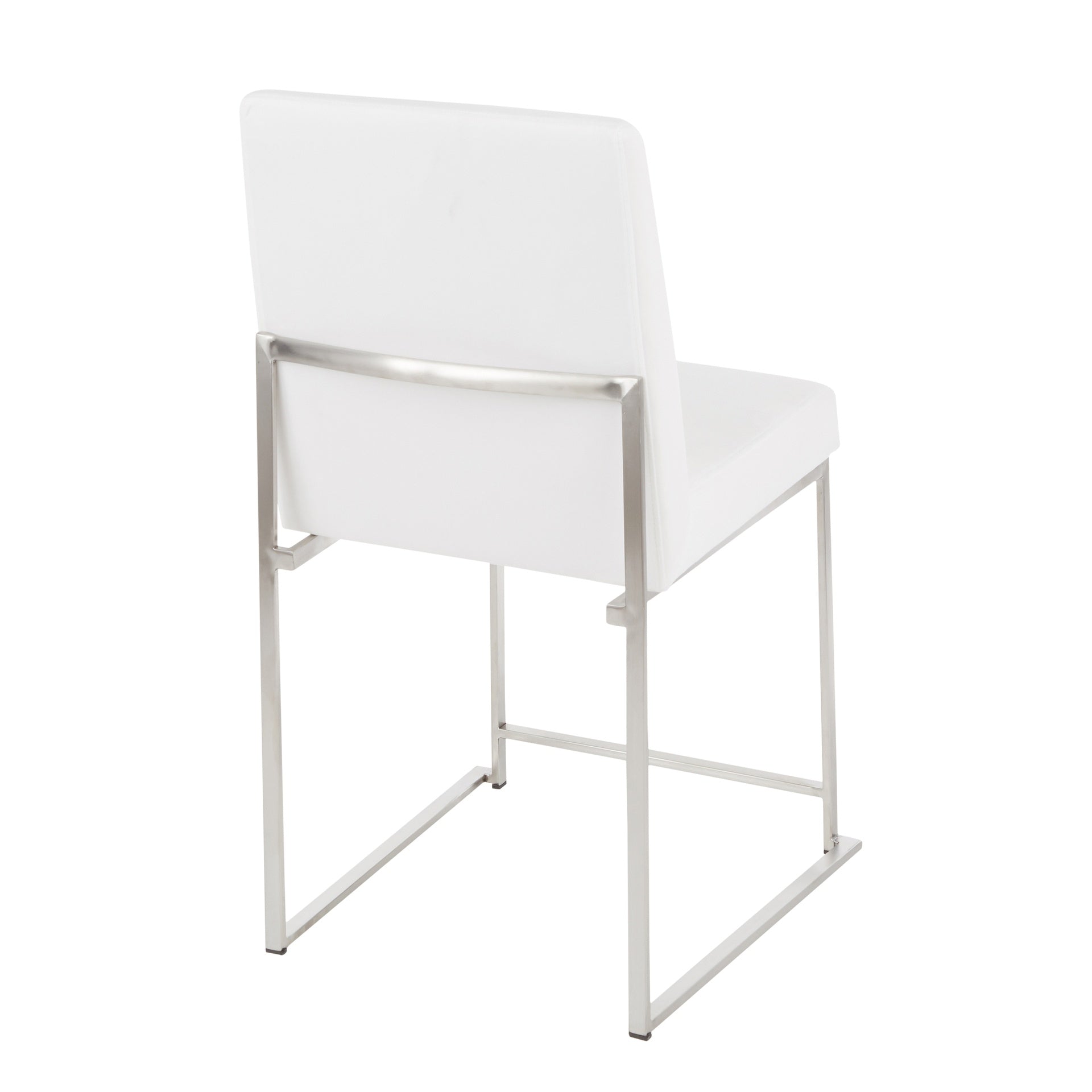 High Back Fuji Contemporary Dining Chair in Stainless Steel and White Velvet by LumiSource - Set of 2