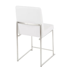 High Back Fuji Contemporary Dining Chair in Stainless Steel and White Velvet by LumiSource - Set of 2