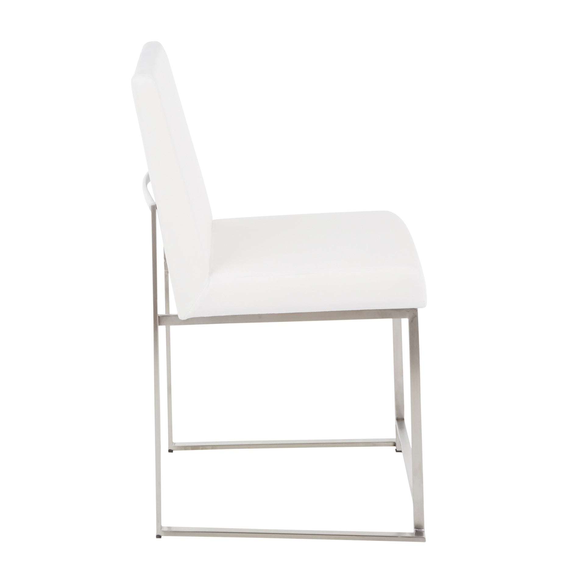 High Back Fuji Contemporary Dining Chair in Stainless Steel and White Velvet by LumiSource - Set of 2