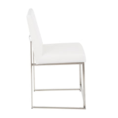 High Back Fuji Contemporary Dining Chair in Stainless Steel and White Velvet by LumiSource - Set of 2
