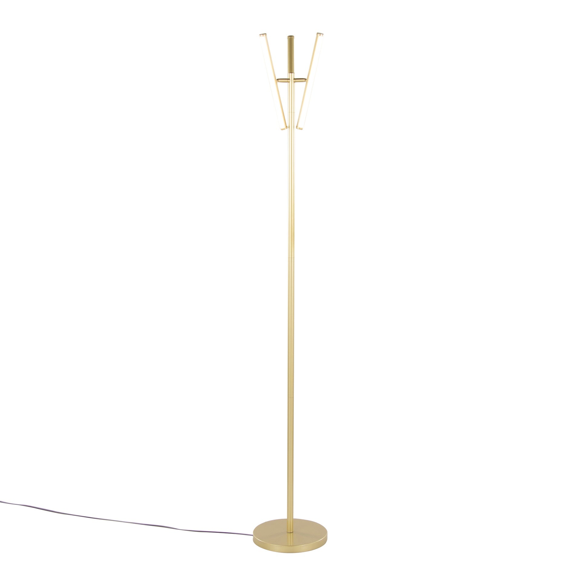 Icicle 65" Modern Swivel Floor Lamp in Gold Metal by LumiSource