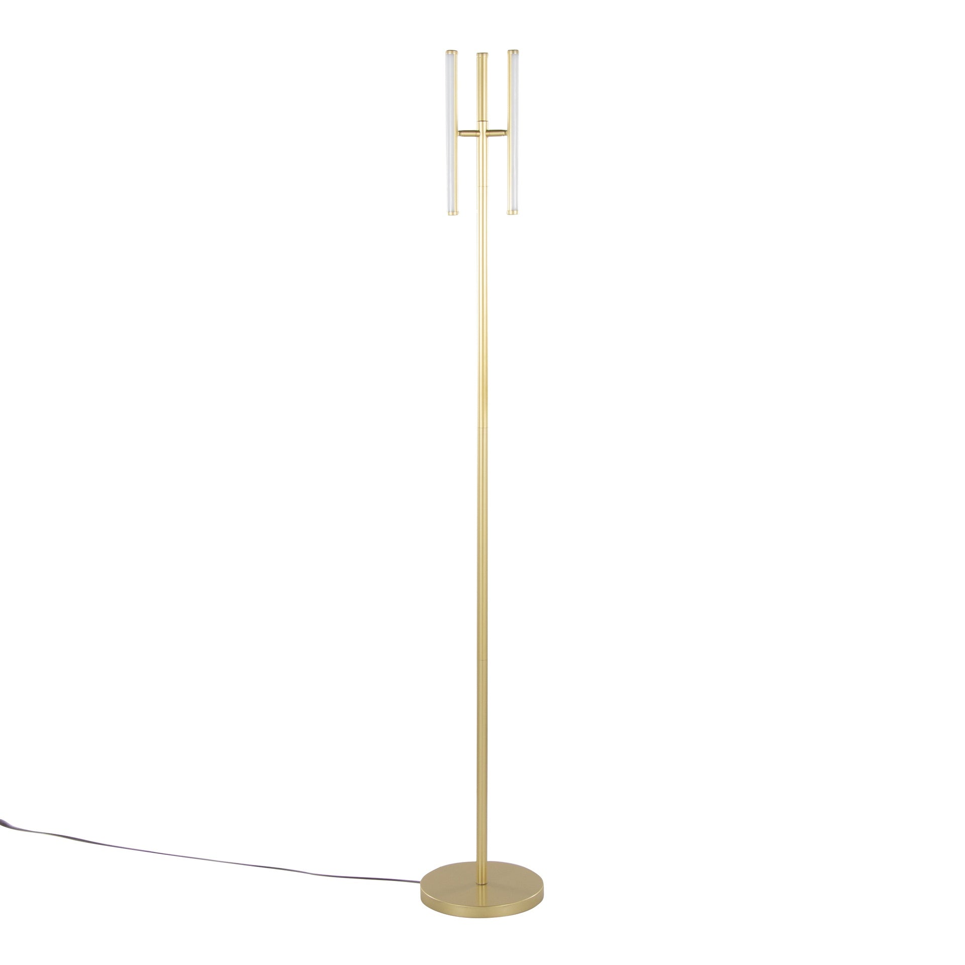 Icicle 65" Modern Swivel Floor Lamp in Gold Metal by LumiSource