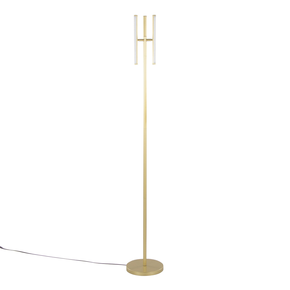 Icicle 65" Modern Swivel Floor Lamp in Gold Metal by LumiSource