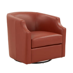 Emmett Caramel Top Grain Leather Swivel Glider Barrel Chair
