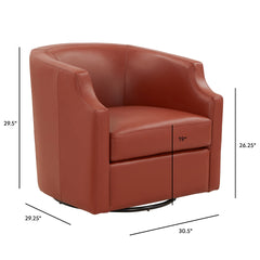 Emmett Caramel Top Grain Leather Swivel Glider Barrel Chair