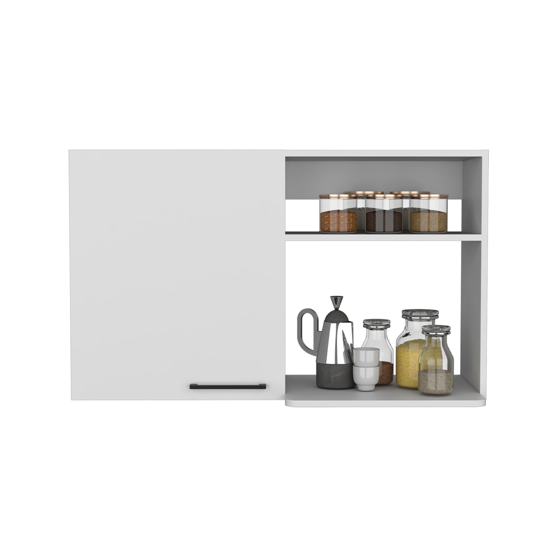 Napoles 2 Wall Cabinet, Open Storage Shelves, Single Door White