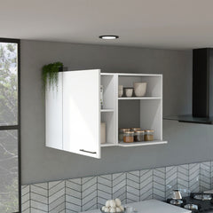 Napoles 2 Wall Cabinet, Open Storage Shelves, Single Door White