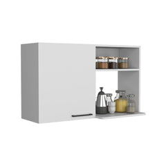 Napoles 2 Wall Cabinet, Open Storage Shelves, Single Door White