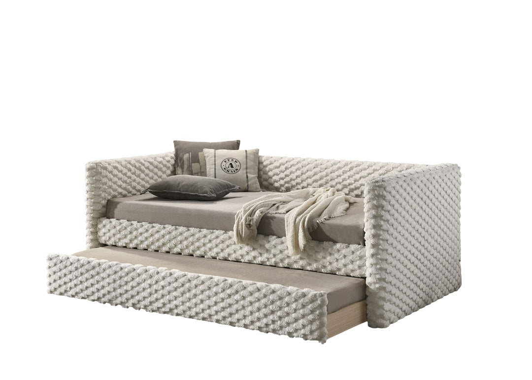 Transitional Style 1pc Twin Size Daybed w/ Trundle Plastic Legs Mattress Ready White Finish Primary Living Room