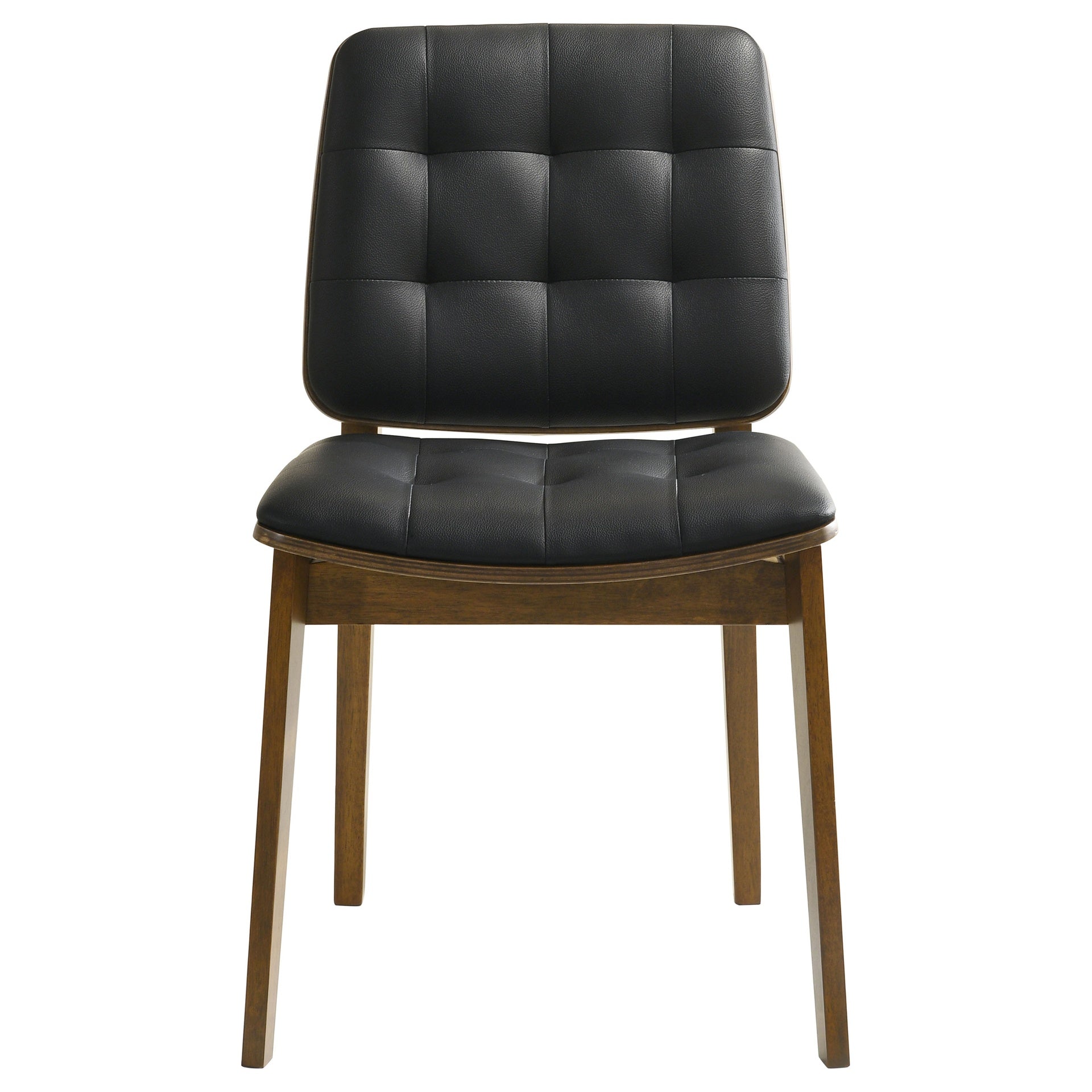 Black and Natural Walnut Tufted Back Side Chairs (Set of 2)